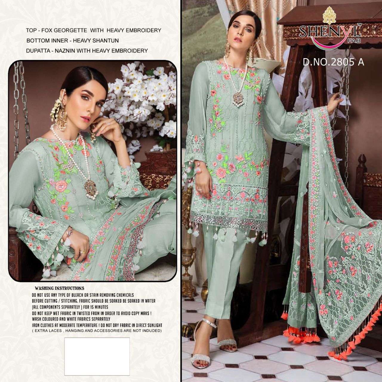 SHENYL HIT DESIGN 2085 BY SHENYL FAB DESIGNER PAKISTANI SUITS BEAUTIFUL STYLISH FANCY COLORFUL PARTY WEAR & OCCASIONAL WEAR FAUX GEORGETTE EMBROIDERY DRESSES AT WHOLESALE PRICE